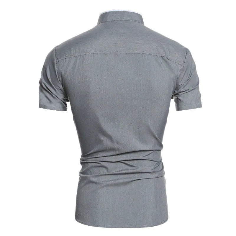 Nuova camicia a maniche corte da pendolarismo casual in tinta unita da uomo
