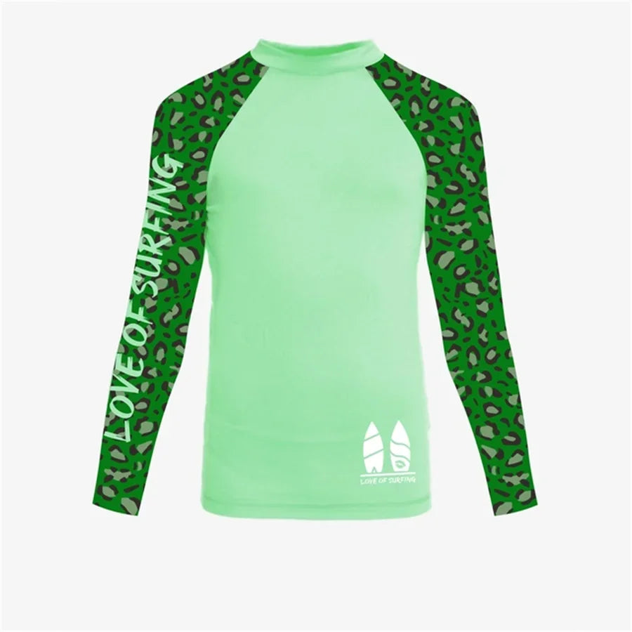 Camicia da surf da donna nuova T-shirt da surf da donna Love Protezione solare da spiaggia Rashguard Protezione UV Costumi da bagno UPF Diving Sportsuit
