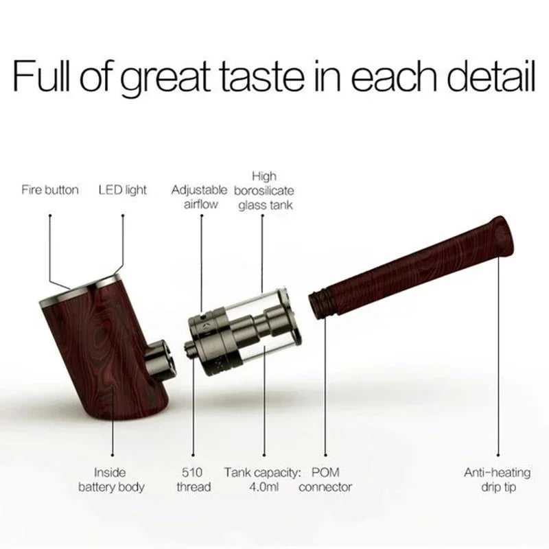 Kamry K1000 Plus E Pipe Kit sigaretta elettronica Vape Pen 1100mAh con serbatoio atomizzatore da 4,0 ml Max 30W Design in legno E Cig Vapor Mod