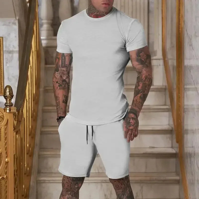T-shirt e pantaloncini a maniche corte per abbigliamento sportivo traspirante da uomo nuovo estate 2025 set di abbigliamento popolare ad asciugatura rapida
