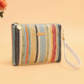 Borsa Intrecciata in Paglia Colorata alla Moda, Stile Retrò Bohémien, Portamonete da Polso