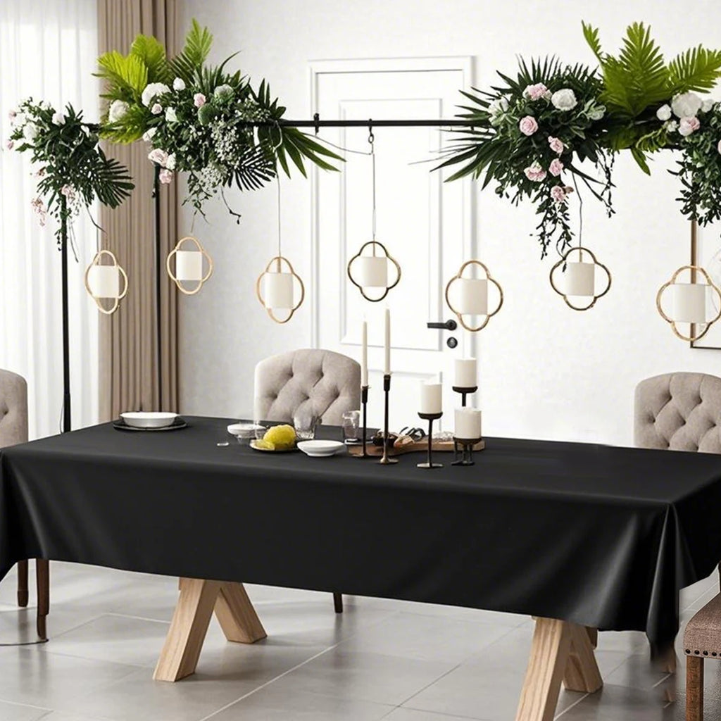 Tovaglia in plastica usa e getta nera da 183 × 137 cm per la decorazione di nozze Forniture per feste di compleanno Decorazioni per la tavola
