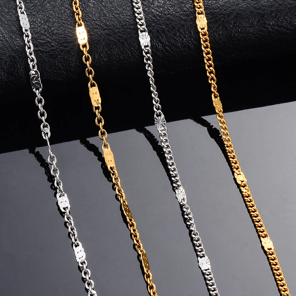 Collana sottile con catena a maglie minuscole in acciaio inossidabile da 1,8 mm di larghezza per donna uomo regalo di gioielli girocollo hip-hop creativo color argento/oro