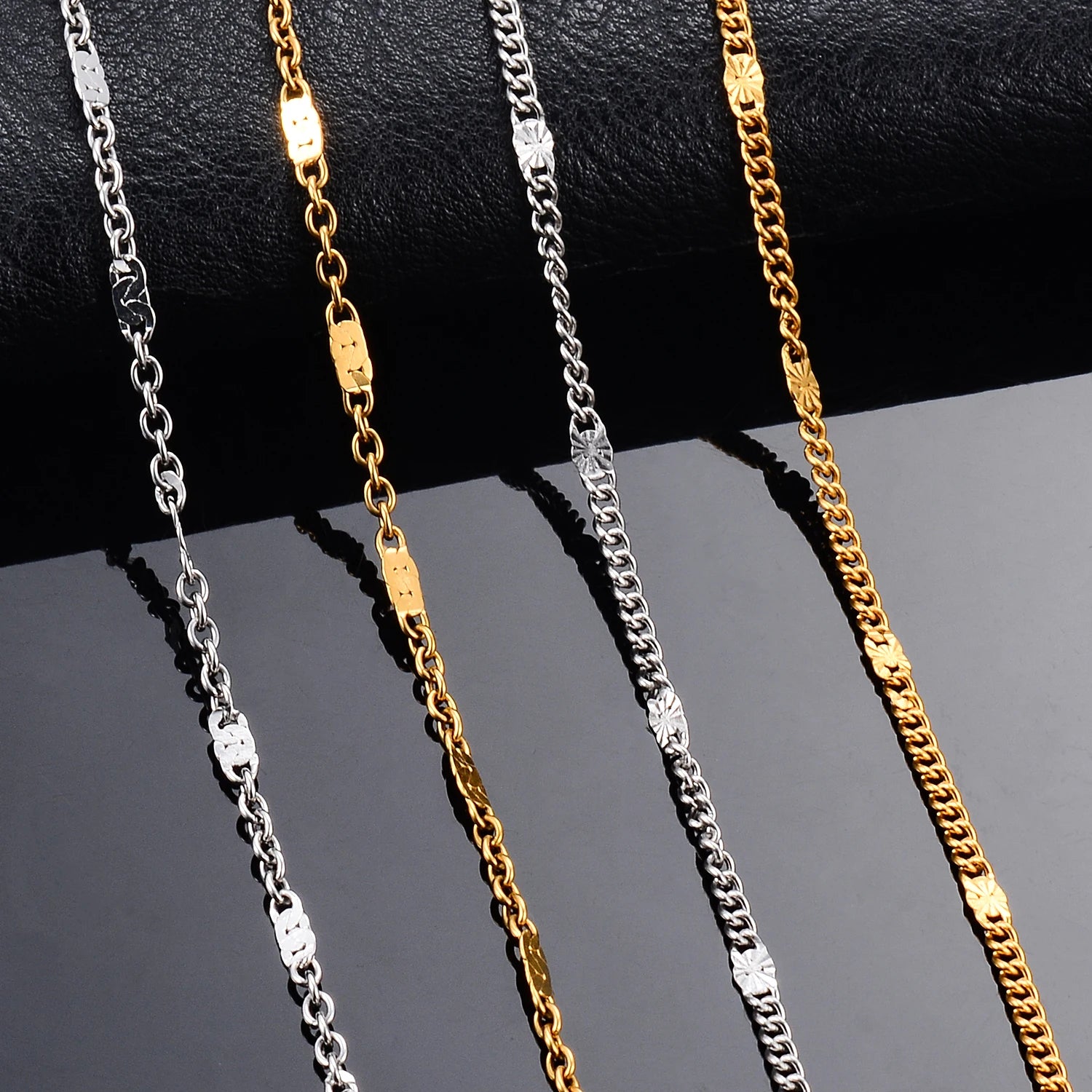 Collana sottile con catena a maglie minuscole in acciaio inossidabile da 1,8 mm di larghezza per donna uomo regalo di gioielli girocollo hip-hop creativo color argento/oro