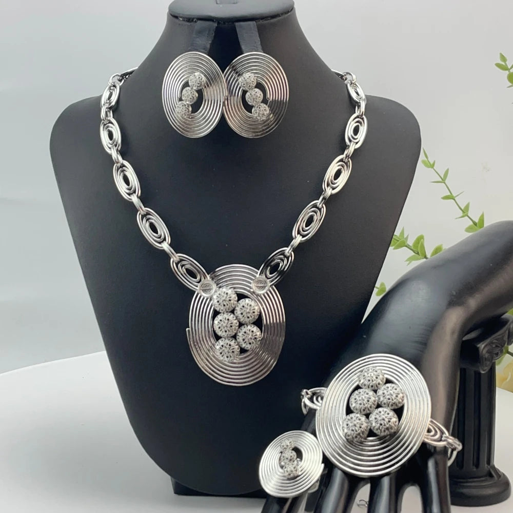 Fashion Jewelry Sets for Women African Nigerian Bridal Wedding Costume Jewelry Party Necklace Gift FHK29258