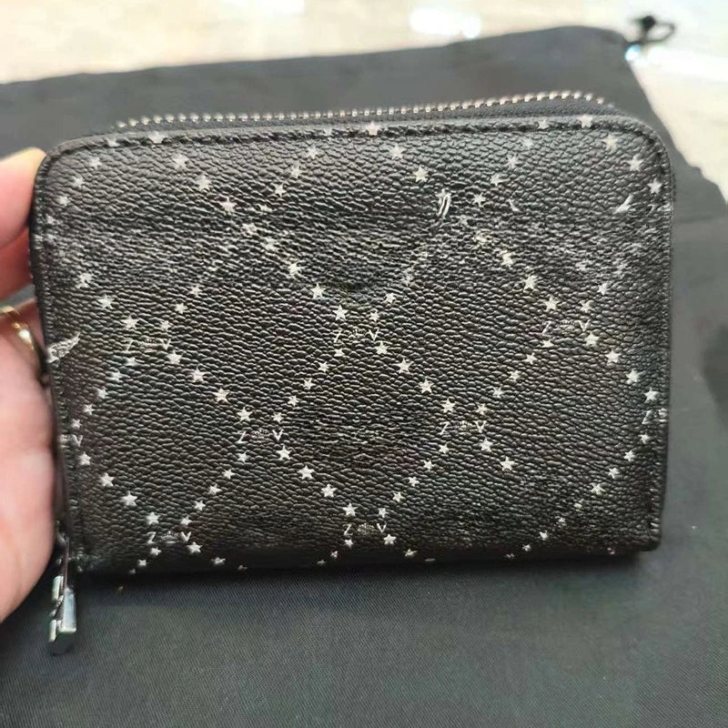 Nuovo Portafoglio da Donna ZV in PU con Catena Metallica, Porta Carte, Pochette in Denim, Portamonete, Portafoglio Piccolo
