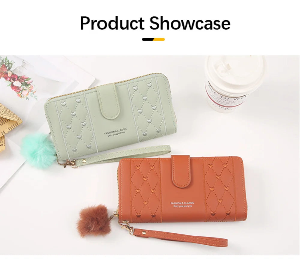 Portafoglio lungo da donna porta carte di credito in pelle Pu portamonete con cerniera Hasp di grande capacità portamonete Multi Card Organizer borsa da polso per cellulare