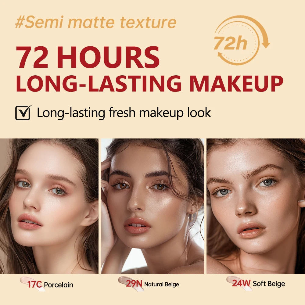 Fondotinta Cushion Coreano Idratante Naturale Copertura 72H Semi-Matte Lunga Durata Base Trucco Donna