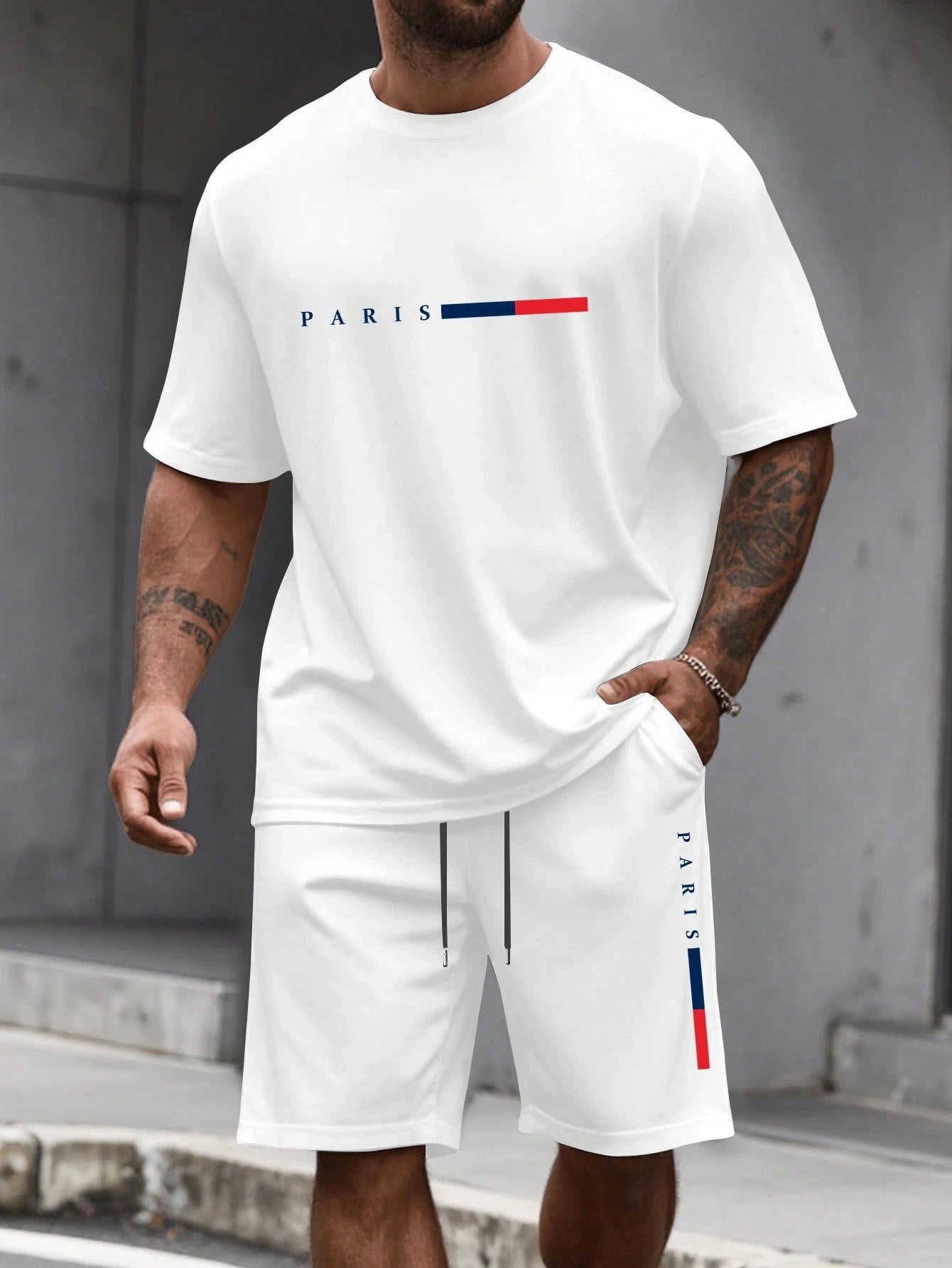 Tuta da uomo 2 pezzi  Camicia a maniche corte con scollo a O Pantaloncini Set Tuta da corsa da uomo T-shirt taglie forti Abbigliamento uomo T-shirt estiva