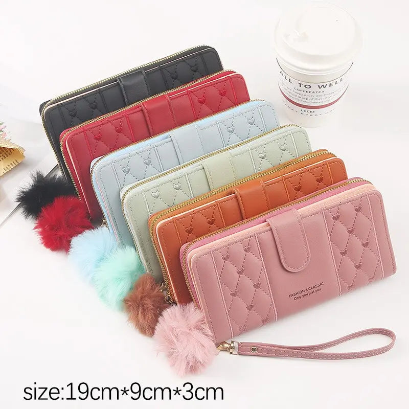 Portafoglio lungo da donna porta carte di credito in pelle Pu portamonete con cerniera Hasp di grande capacità portamonete Multi Card Organizer borsa da polso per cellulare