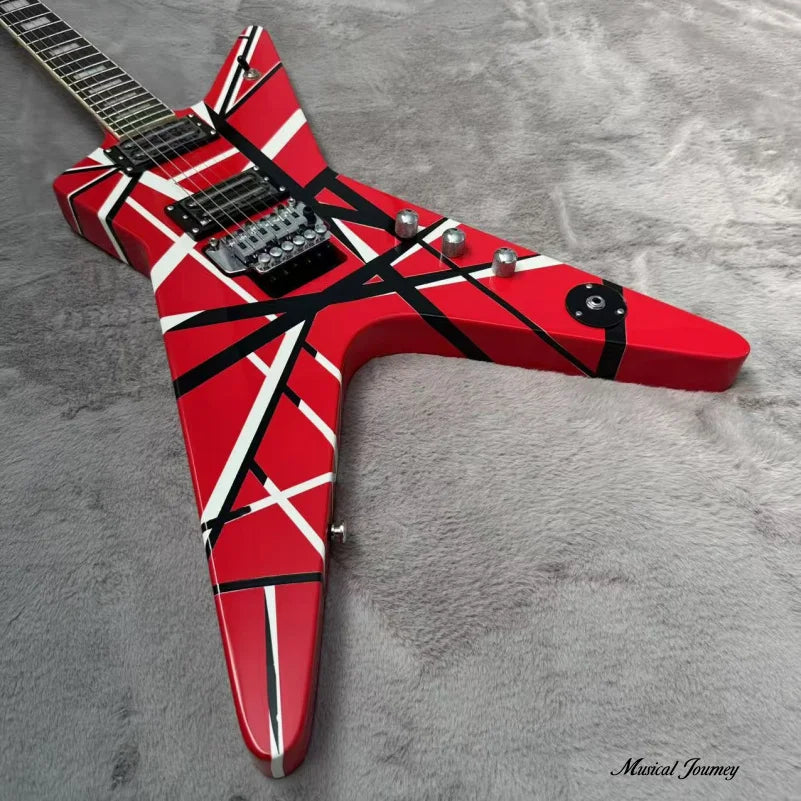 Chitarra Elettrica Big Fork con Finitura a Strisce |   Chitarra Professionale per Performance Heavy Metal