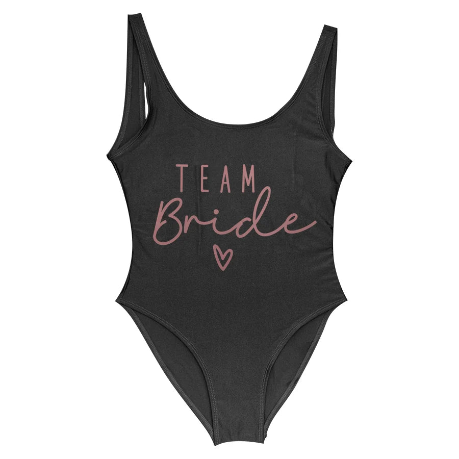 S-3XL Verde Stampa Team Sposa Costume intero Squad Donna Costumi da bagno Addio al nubilato Costume da bagno estivo Beatchwear Costume da bagno