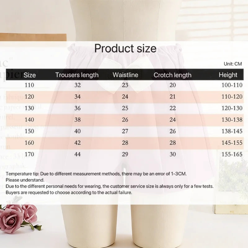 1/2/3 Pezzi Pantaloncini Larghi Estivi per Ragazze, Abbigliamento Casual da Esterno, Pantaloncini Sottili Traspiranti, Gonnellino con Fiocco, Abbigliamento Moda Bambina