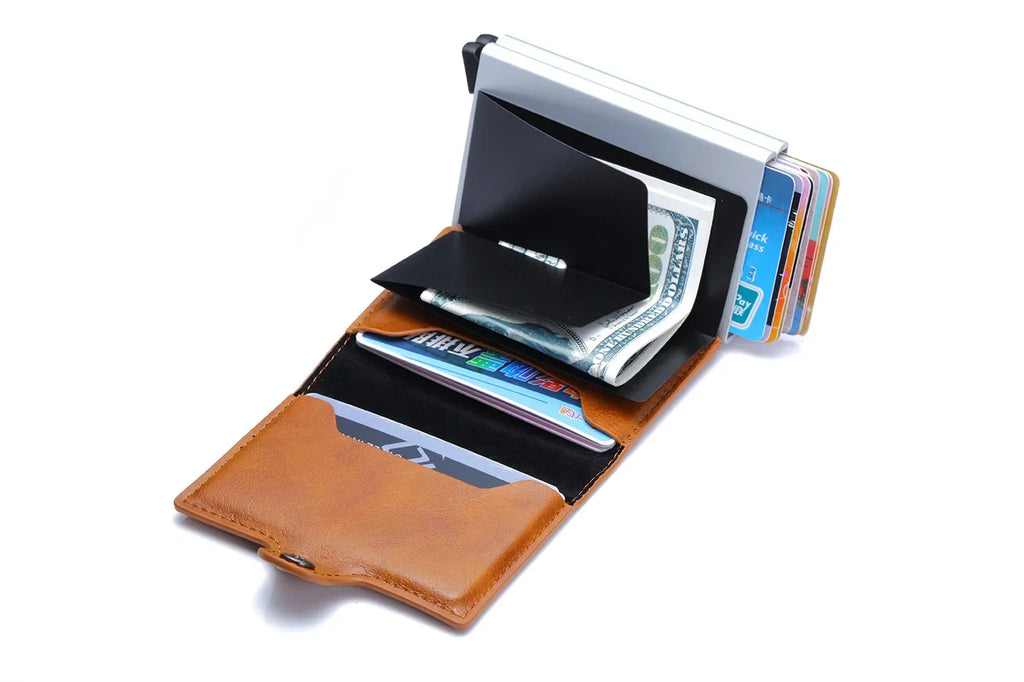 Nome inciso Portafoglio pop-up mini in fibra di carbonio Regalo personalizzato Carta Rfid Portafogli da uomo di alta qualità 12 porta carte Piccolo sacchetto di soldi