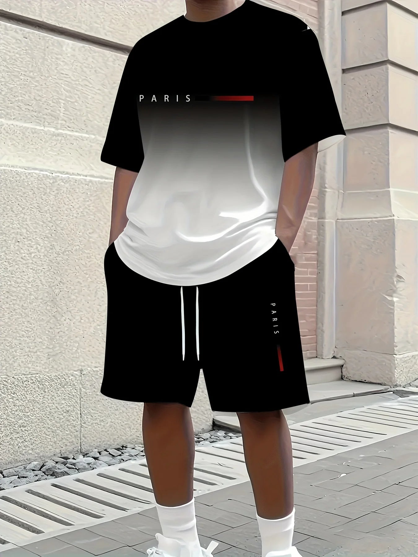 Completo Sportivo da Uomo Due Pezzi: T-Shirt Girocollo a Maniche Corte e Pantaloncini - Abbigliamento da Corsa Uomo Taglie Forti - T-Shirt Estiva da Uomo
