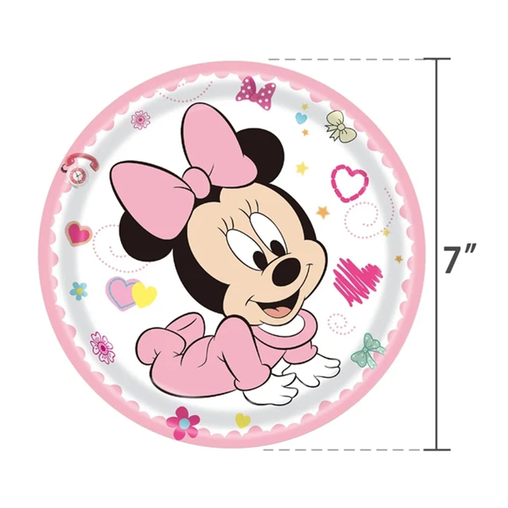 Set per Festa di Compleanno Minnie Mouse: Stoviglie, Bicchieri, Piatti, Tovaglioli, Tovaglia per Ragazze e Decorazioni Baby Shower