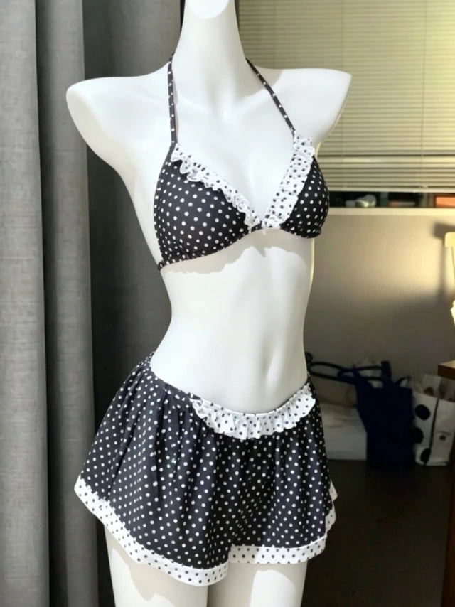 Set Bikini a 4 Pezzi con Vita Alta Fairy Sweet per Donne 2026 - Costume da Bagno Trendy Stampato Chic per Vacanze al Mare Festa Estiva alla Moda