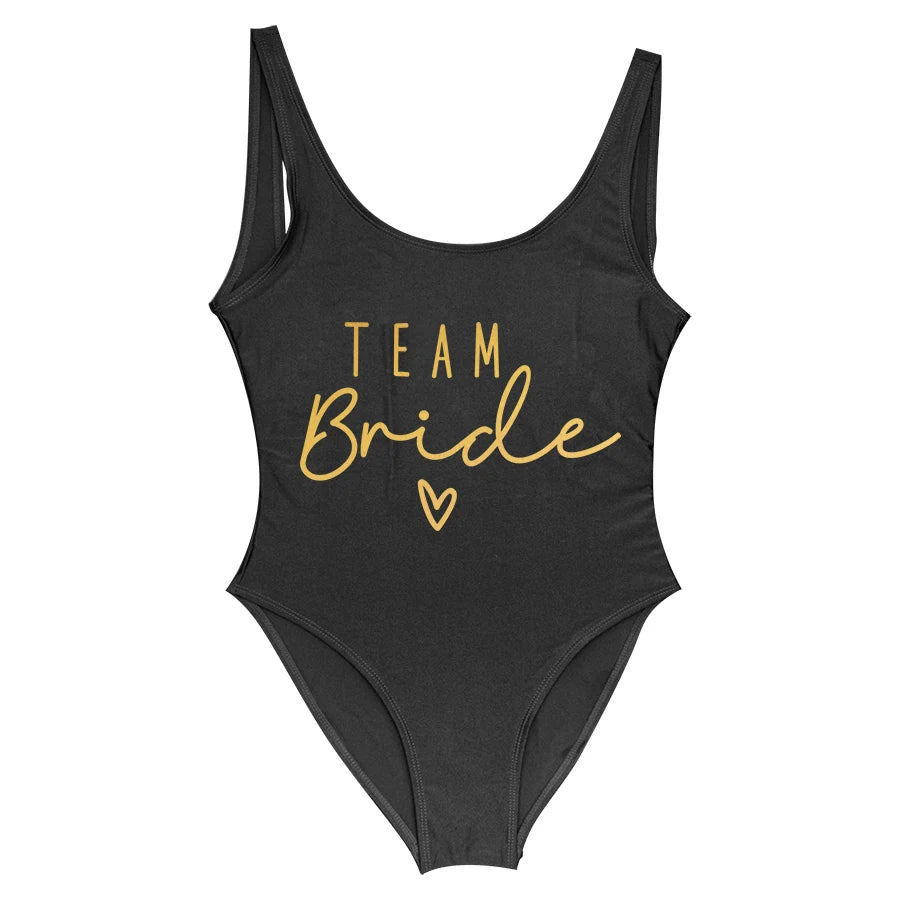 S-3XL Verde Stampa Team Sposa Costume intero Squad Donna Costumi da bagno Addio al nubilato Costume da bagno estivo Beatchwear Costume da bagno
