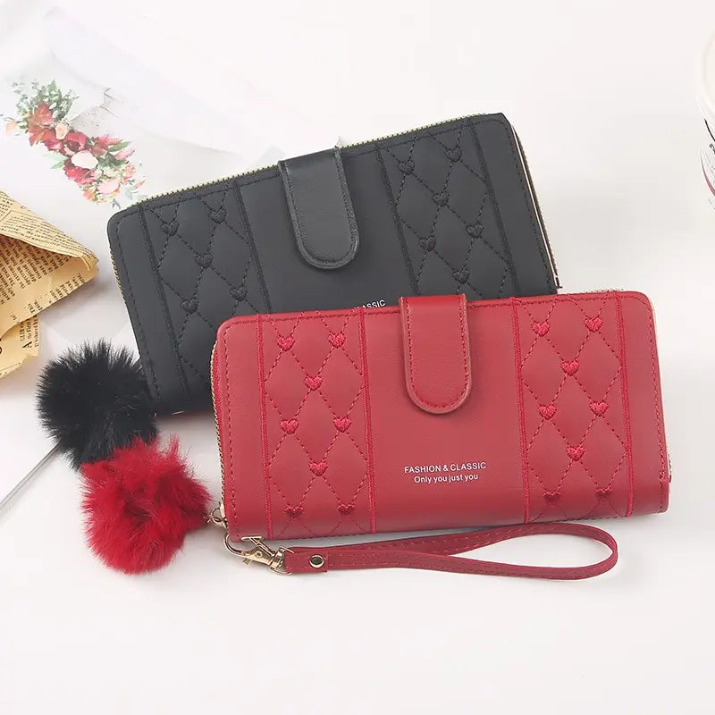 Portafoglio lungo da donna porta carte di credito in pelle Pu portamonete con cerniera Hasp di grande capacità portamonete Multi Card Organizer borsa da polso per cellulare
