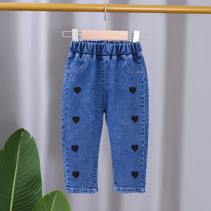 Neonate Jeans attillati Primavera Autunno Ragazze suona Pantaloni in denim Casual Bambini Pantaloni svasati elasticizzati Abbigliamento per bambini per 0-5 anni