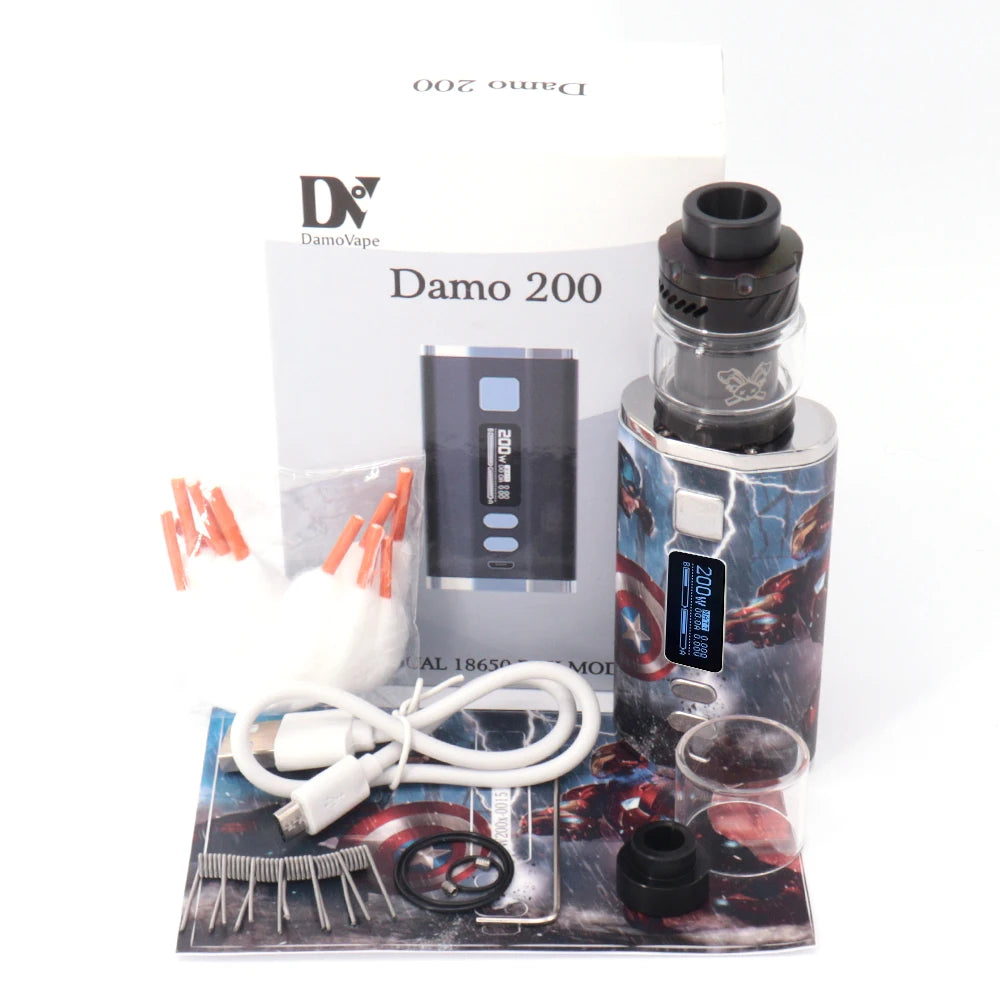 Dead Rabbit 3 RTA 200W Vape Box Mod Vaper Kit Sigaretta elettronica 4400mah Batteria Schermo OLED 3.0ml5.5ml Kit vapore a doppia bobina