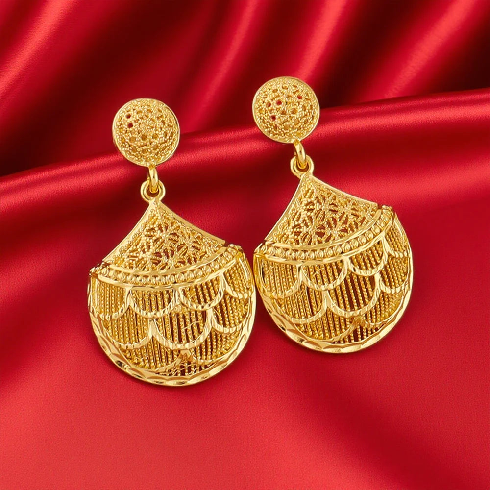 Dubai 24k Gold Plated Jewelry Sets for Women Earrings Necklace Rings Indian Bridal Costume Sets Nigerian Wedding Party Gifts