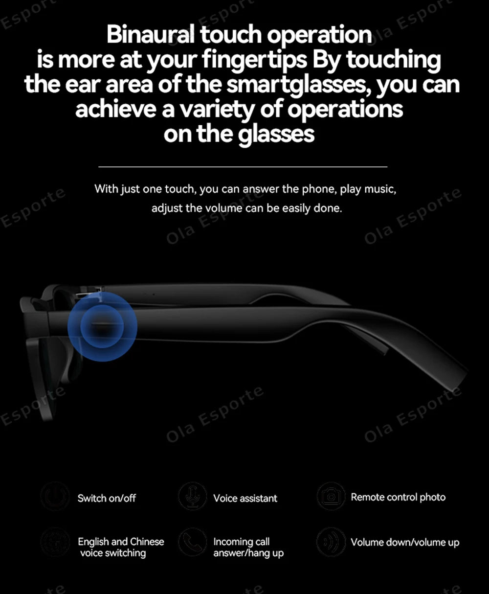 Nuovi Occhiali Smart 2026 per Uomo e Donna, Occhiali Bluetooth con Controllo Vocale, Chiamate, Musica, Protezione UV400, Occhiali da Sole Polarizzati con Cuffie Integrate