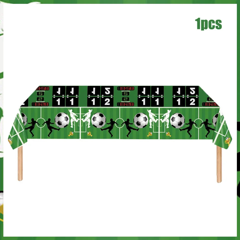 Tovaglia usa e getta per feste a tema calcio, adatta per feste di compleanno per bambini e decorazioni per partite sportive.