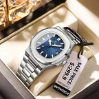 Watch for Men Stainless Steel Square Waterproof Quartz (Blue)-1