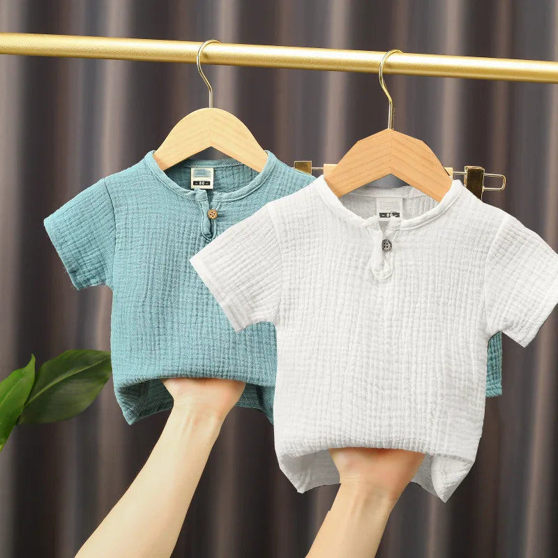 Set di 2 Pezzi per Neonati in Cotone, Abbigliamento per Bambine e Bambini, Magliette e Pantaloncini in Mussola, Design Morbido per Neonati