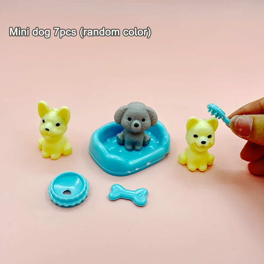 Articolo per casa delle bambole Mini cane Kawaii Accessori per bambole Cucciolo di gatto Set Mini oggetti in plastica Giocattoli per bambini 3+ Divertente giocattolo educativo
