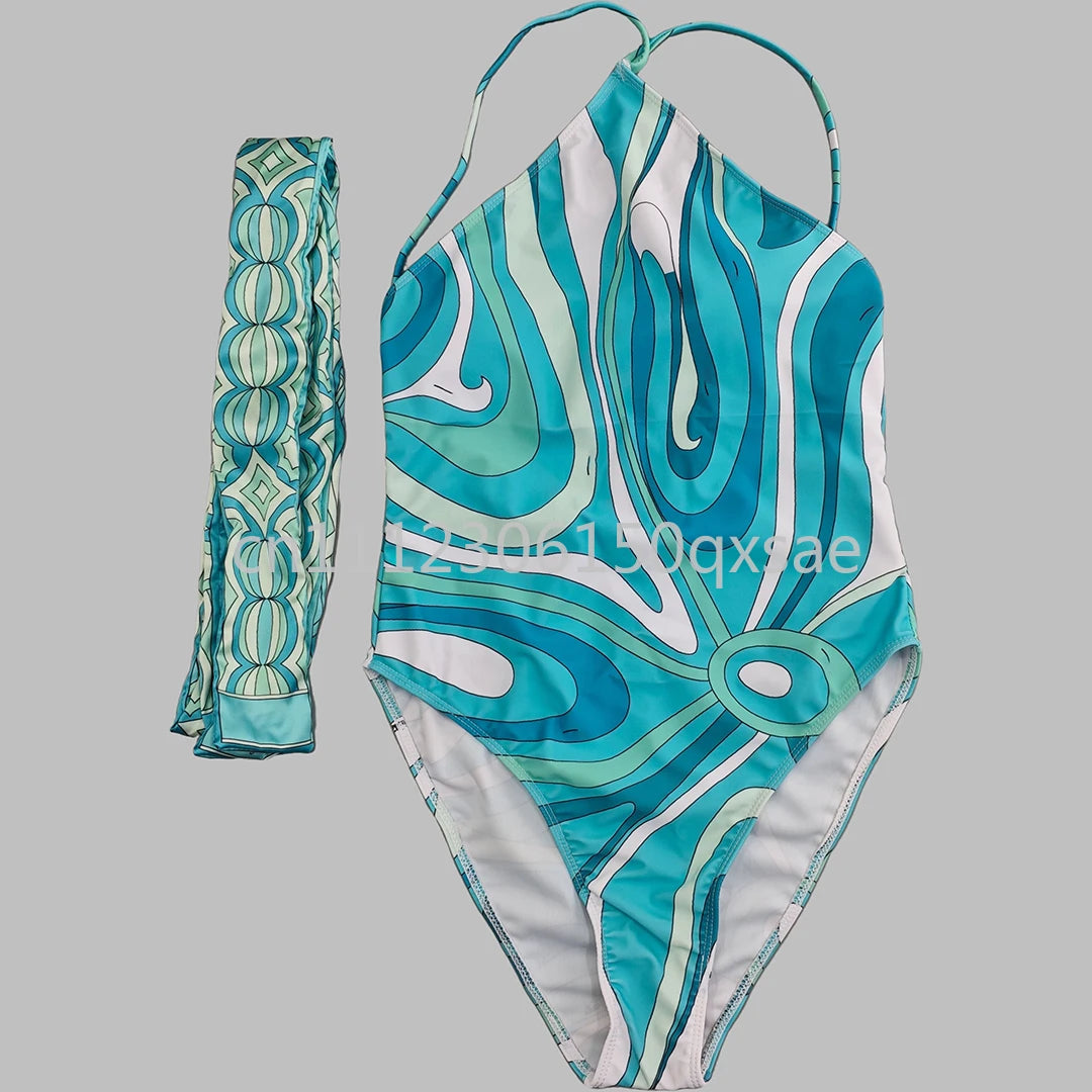 Costumi da bagno da donna rosa con foulard e logo a lettere, set bikini con foulard e fascia per capelli, abbigliamento da spiaggia