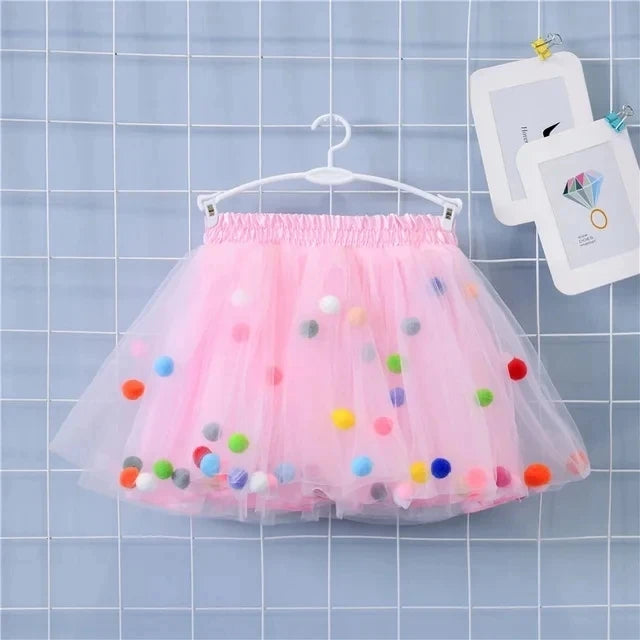 2024 Nuovo Arrivo Infantile Mulity Colorato Tulle Tutu Gonna Pom Pom Principessa Mini Vestito Abbigliamento Per Bambini Pettiskirt Vestiti Della Ragazza