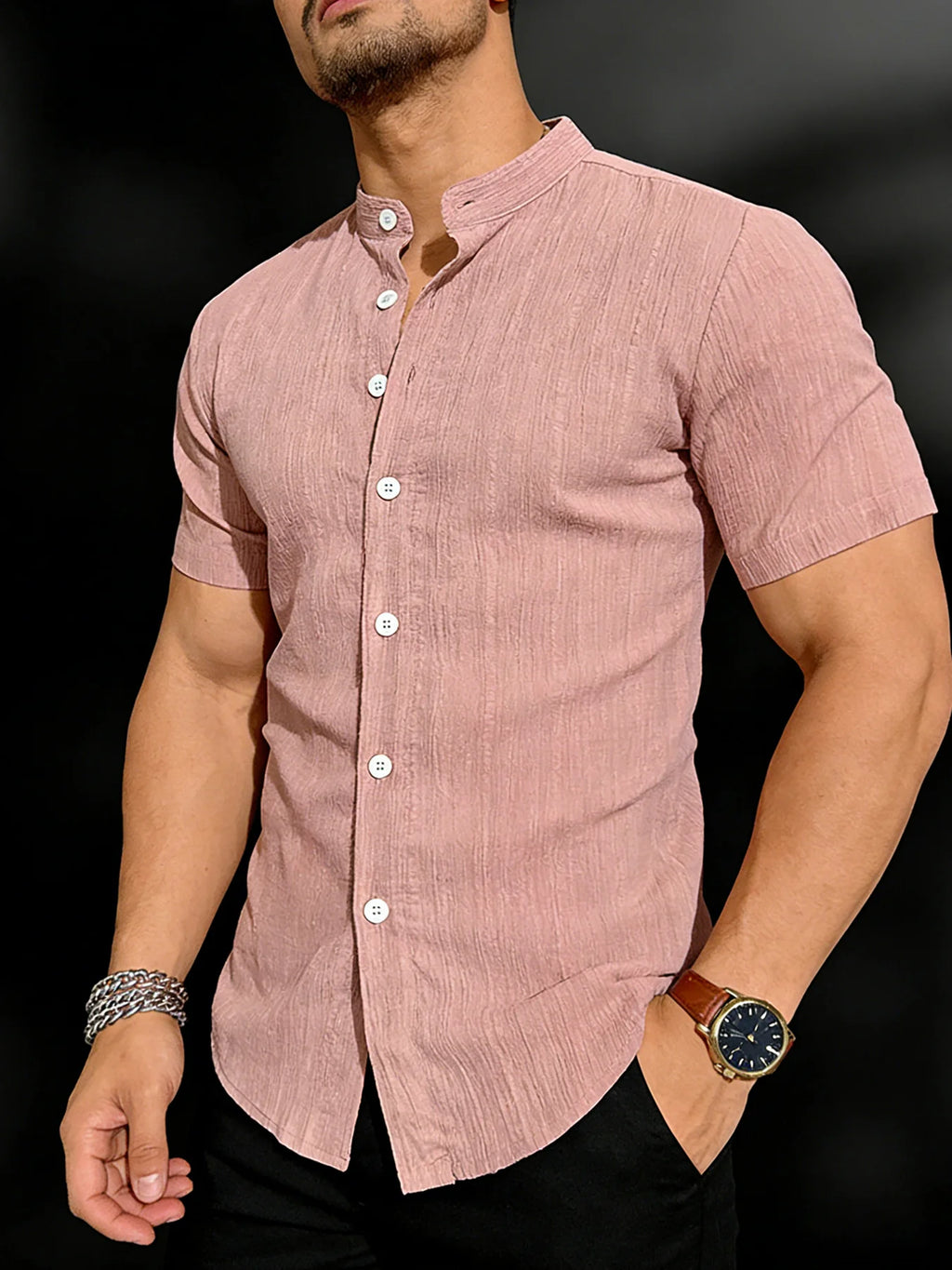 Camicia estiva da uomo di alta qualità a maniche corte - leggera e traspirante, adatta per vacanze al mare, feste in piscina