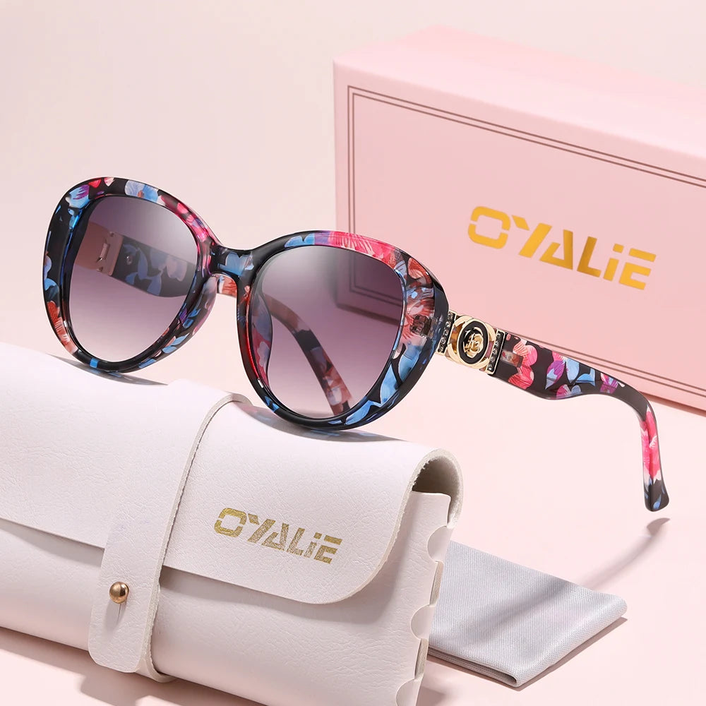 Oyalie Retro Multi-Color Large-Frame Sunglasses with Metal Accents, 5 Color Styles to Switch Between, Large Frame for Face Shaping, Sun Protection, Suitable for Vacation and Commuting