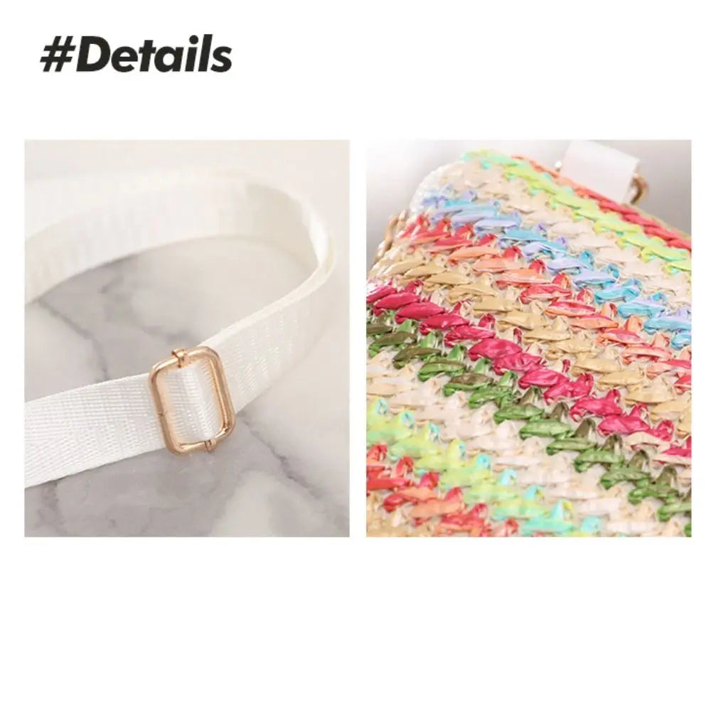 Borsa Intrecciata Leggera e Colorata Arcobaleno, Organizer da Viaggio con Tracolla Regolabile, Borsa a Tracolla per Ragazze, Borsa a Tracolla Portatile per Uscite Casual