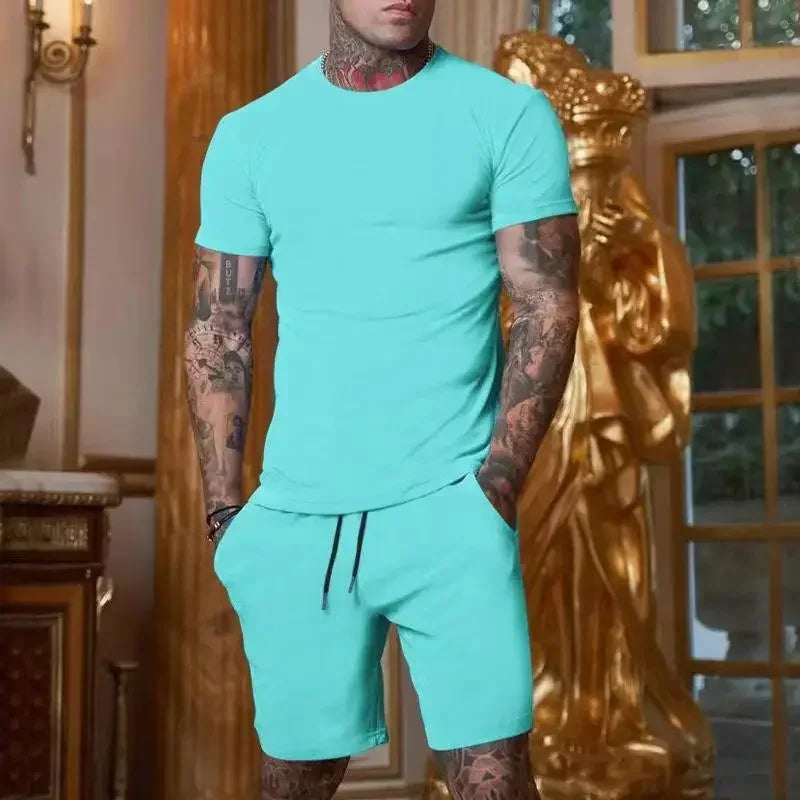 T-shirt e pantaloncini a maniche corte per abbigliamento sportivo traspirante da uomo nuovo estate 2025 set di abbigliamento popolare ad asciugatura rapida
