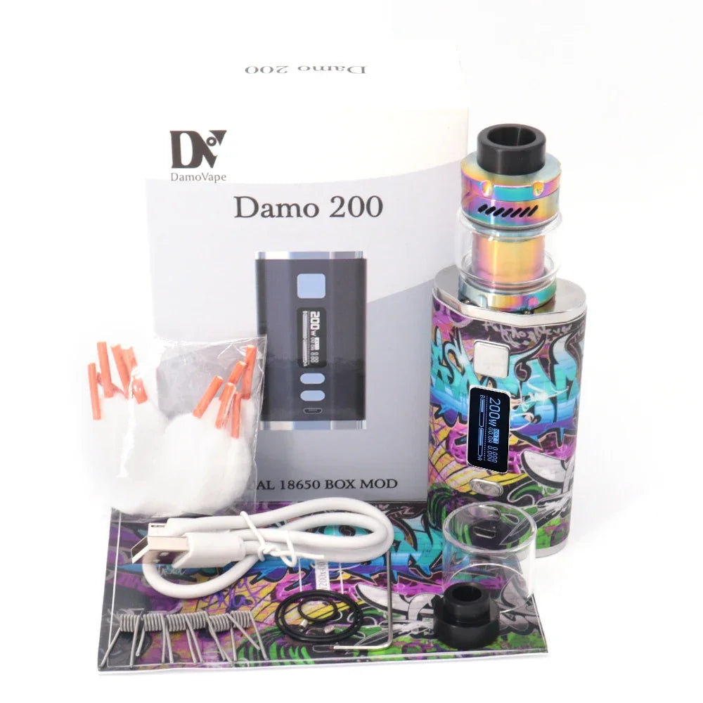 200W Vape Dead Rabbit 3 RTA Box Mod Vaper Kit Sigaretta elettronica 4400mah Batteria Schermo OLED 3.0ml5.5ml Kit vapore a doppia bobina