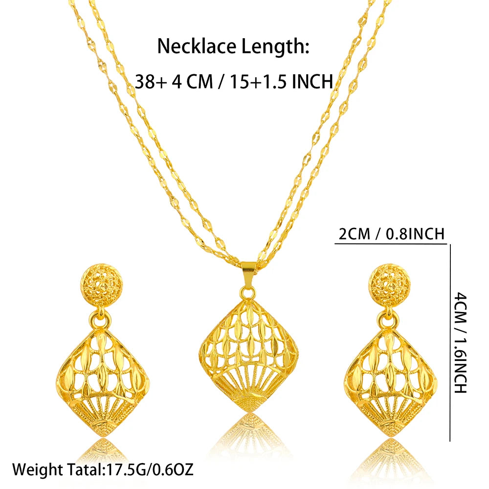 Dubai Gold Jewelry Set for Women Wedding Party Necklace Earrings Sets Indian Jewelry Set Free Shipping Bridal Costume Gifts