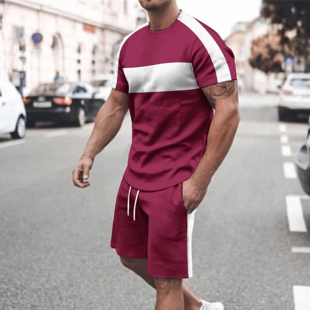 Completo Sportivo Casual da Uomo: T-shirt a Maniche Corte e Pantaloncini, Set Due Pezzi Comodo e Traspirante per Fitness Quotidiano e Corsa