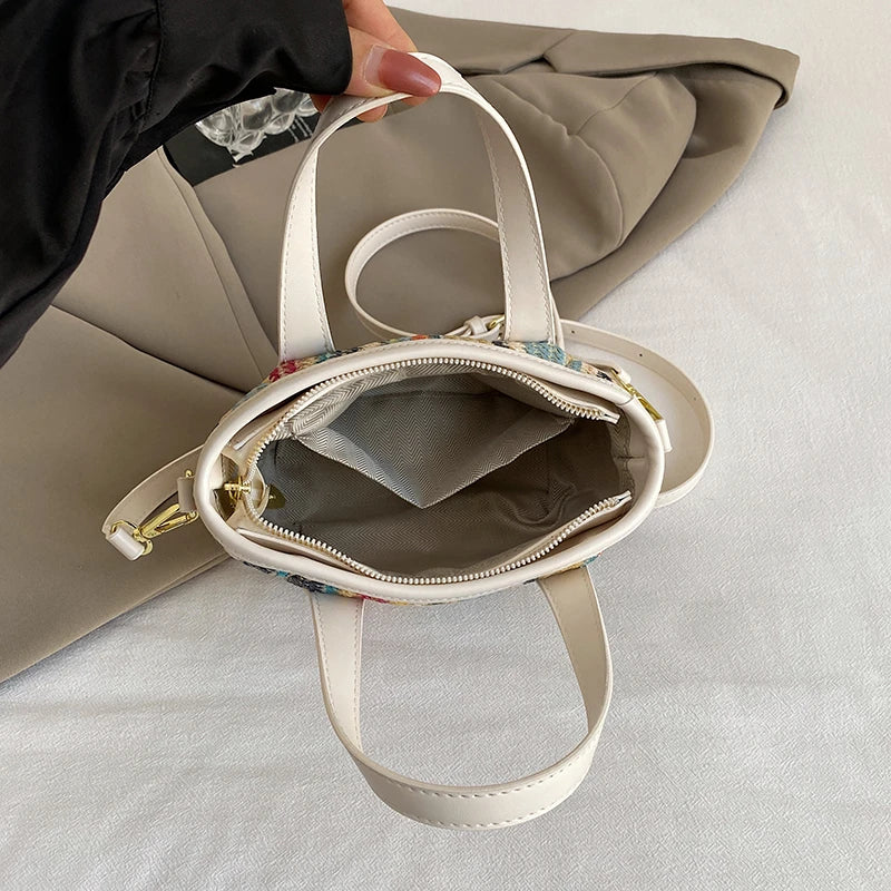 Borsa Mini Tote in Paglia a Righe Bohemien da Donna, Borsa a Tracolla Intrecciata Colorata con Manico Superiore per Viaggi Estivi in Spiaggia
