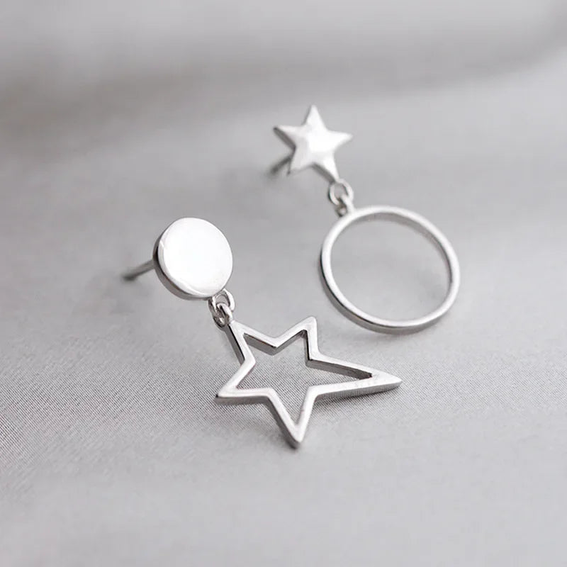 REETI 925 Timbro Argento Colore Stella Orecchini con perno Donne Ragazza Regalo Carino Banchetto Asimmetria Gioielli Dropshipping All'ingrosso