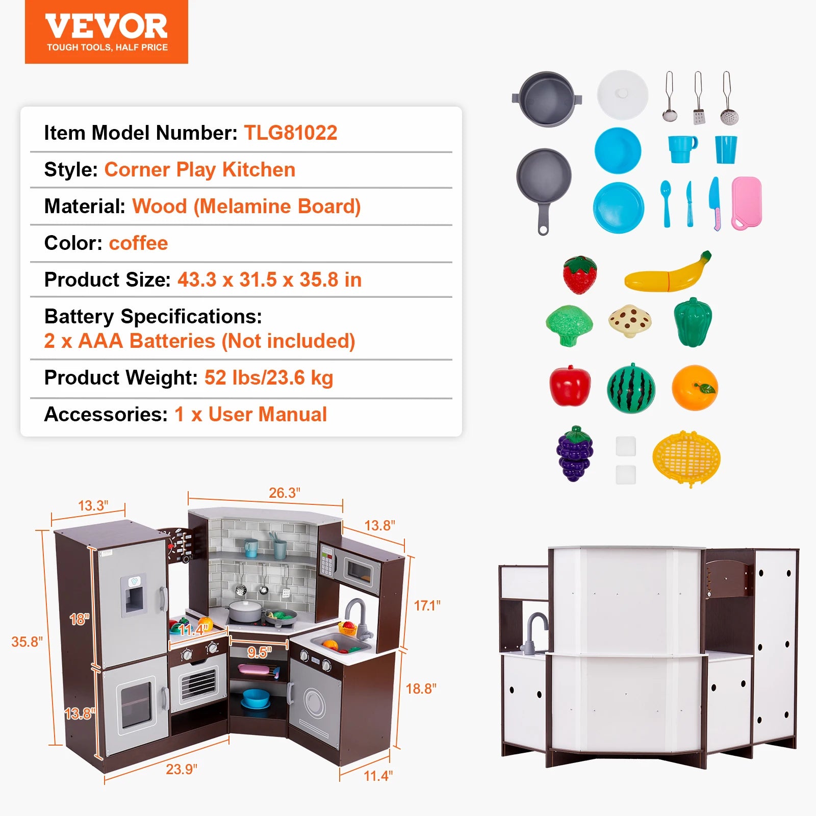 SucceBuy Play KitchenToys Set Accessori per utensili da cucina per bambini con macchina per il ghiaccio per giocattoli per bambini Regali di compleanno per ragazze in età prescolare