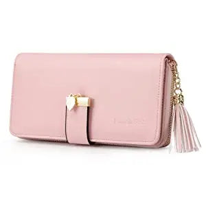 Pomelo Il miglior portafoglio da donna in tinta unita: cinturino da polso con pochette multi-carta in vera pelle con blocco RFID