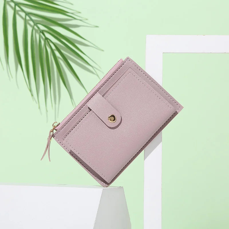 Portafogli da donna Borsa da donna in pelle PU Mini Hasp Porta carte multi-carta solida Portafogli corti Portafoglio piccolo sottile con cerniera Hasp