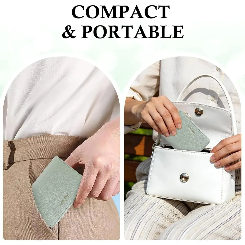 Portafoglio Sottile Bifold da Donna, Porta Carte in Ecopelle con Blocco RFID e Tasca Portamonete con Cerniera per Uso Quotidiano e Viaggi