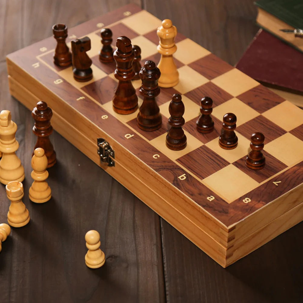 Scacchiera grande 29x29cm sviluppo di pensiero strategico 3 in 1 scacchi Backgammon scacchiera pieghevole per bambini adulti