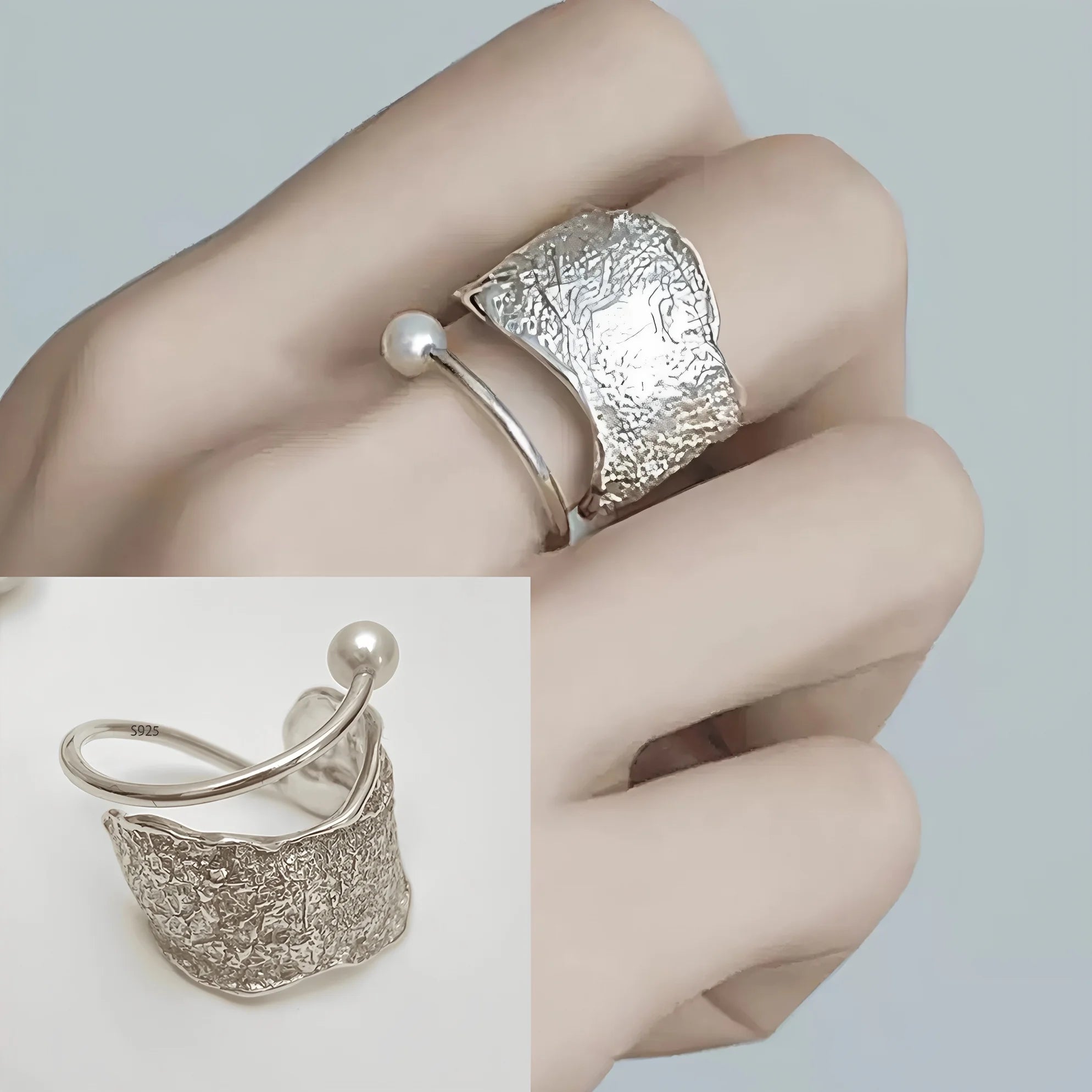 PANJBJ 925 anelli in pietra nera geometrica in argento sterling per le donne ragazza coreana semplice regolabile coppia gioielli Dropshipping