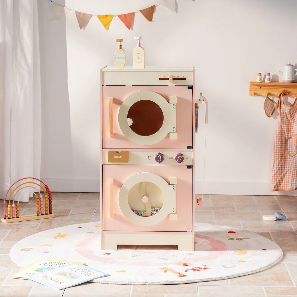 Robotime Robud Set da gioco da cucina ad angolo per bambini Set da cucina in legno con suono realistico Fai finta di giocare regalo per ragazzi e ragazze Rosa