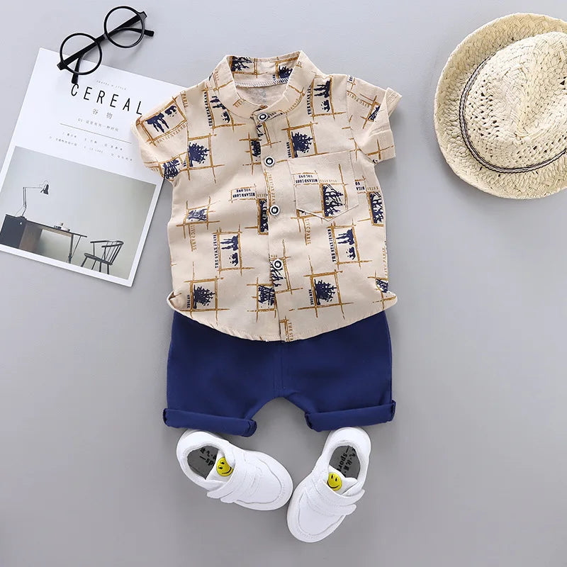 Vestito da neonato di moda vestiti Casual estivi Set Top Shorts 2 pezzi Set di abbigliamento per bambini per ragazzi abiti per neonati vestiti per bambini